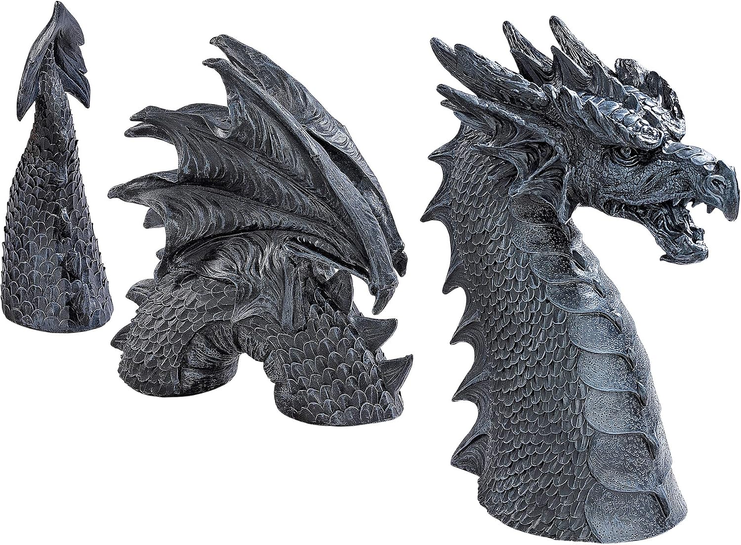 Design Toscano The Dragon of Falkenberg Castle Moat Lawn Garden Statue, 28 Inch Long, 14 Inch Tall, Cast Stone Resin, Gray Stone Finish