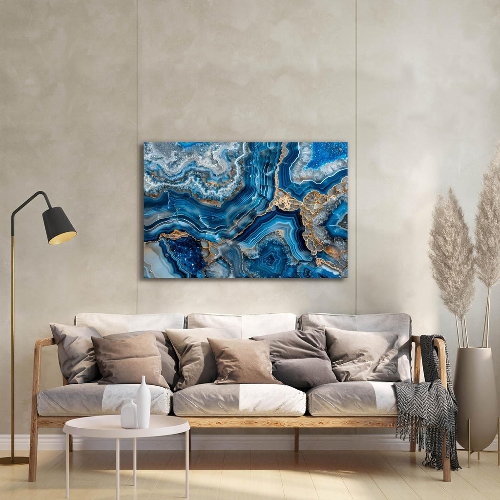 Epic Art 'Blue Crystals With Gold' by Svetlana Aleynikova Acrylic Glass Wall Art, 36' x 24'