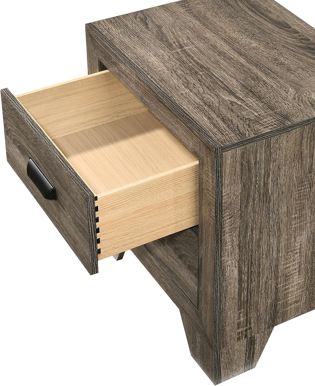 3pc Contemporary Wooden Bedroom Set Full Size Panel Bed and 2X Storage Nightstands Gray Finish