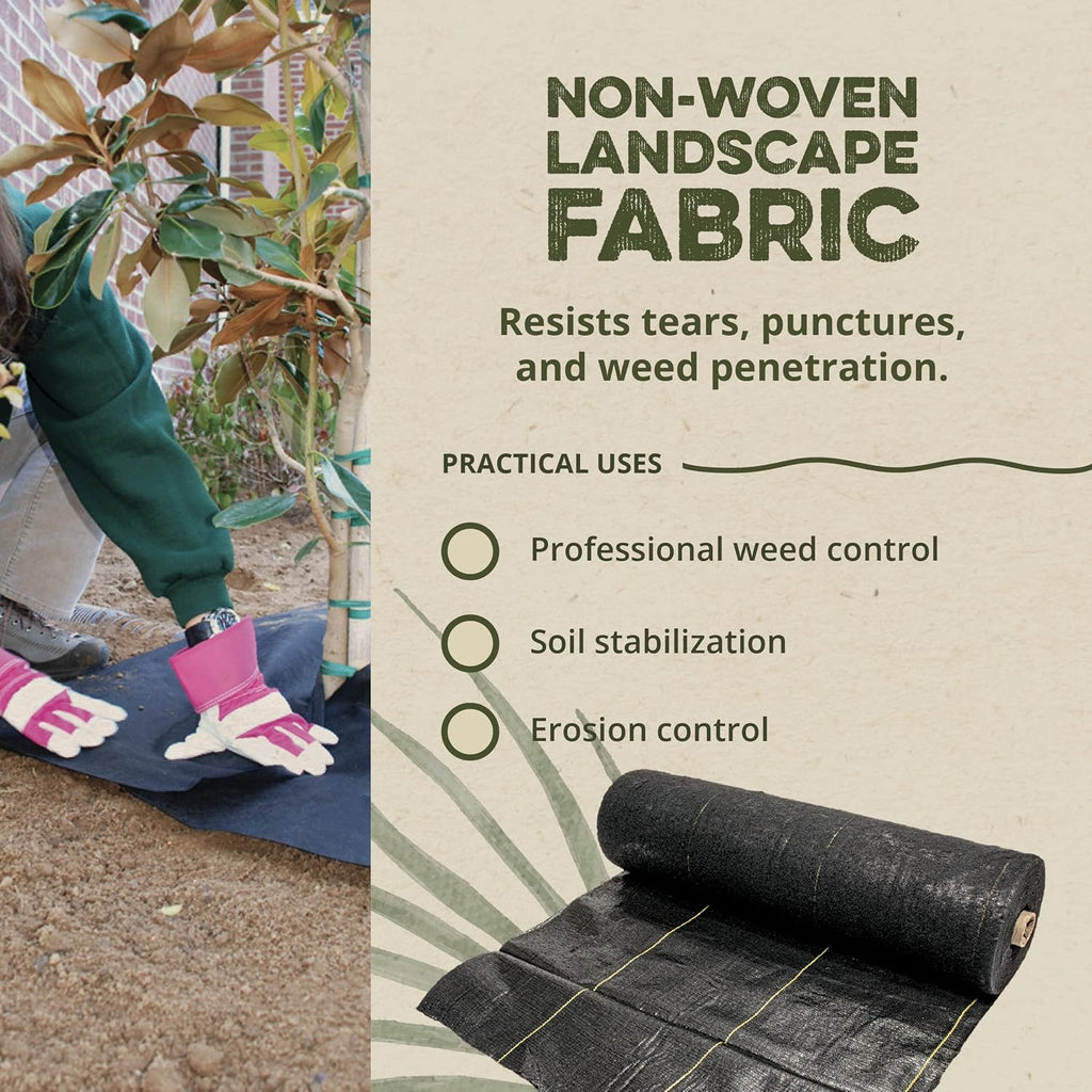Pro 3 oz Landscape Fabric, Black, 6 x 300 Feet – Heavy-Duty Weed Control and Ground Cover for Gardens, Beds, Mulch, Outdoor Landscaping, and Yard Areas