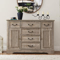 Homkdom Dresser for Bedroom with 6 Drawers & 2 Doors with Silent Gliding Drawers for Bedroom,Dining Room, Hallway,Grey