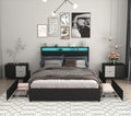 Bellemave Full Size Bed Frame with 4 Storage Drawers and Charging, Full Size Bed Frame with Headboard and Charging Station and with Led Lightstation, No Box Spring Needed, (Full, Black)