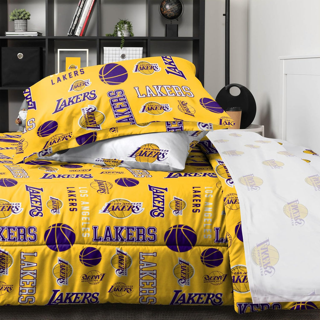 FOCO Unisex-Adult NBA Team Logo Bed in a Bag Comforter, Sheets, Pillow Cases Bedding 5-Piece Set