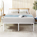 Best Price Mattress 18 Inch Metal Platform Bed Frame, Heavy Duty Steel Slats, White, Queen