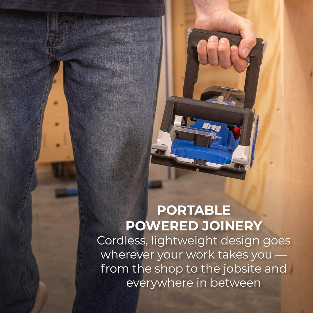 Kreg Rebel 20V Ionic Drive Pocket-Hole Joiner Kit - With 20V Blue Ion Charger & 2Ah Battery Pack - Cordless Precision Joinery Tool for Woodworking & Carpentry - Woodworking Tools - KPTBRB100A