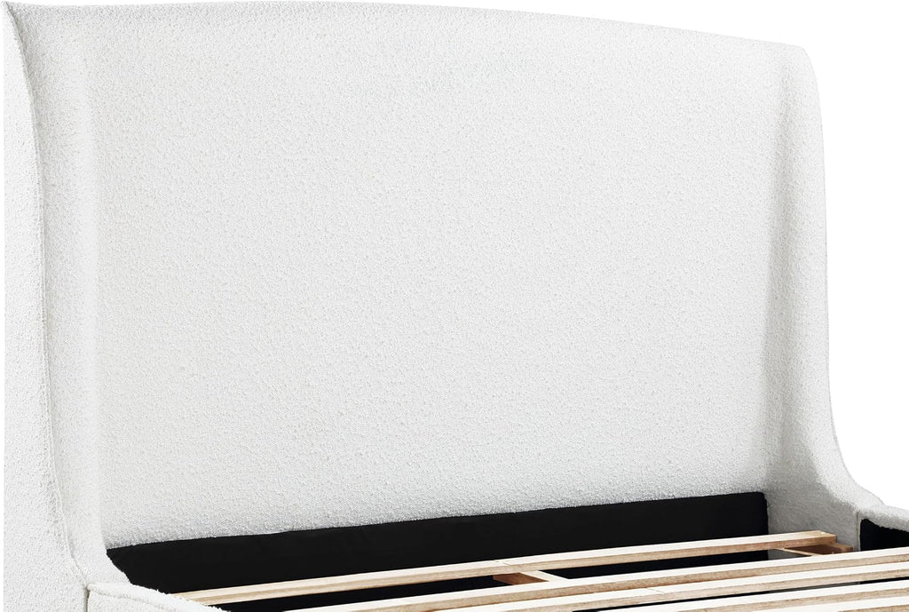 Coaster Home Furnishings - Mosby - Wood - Upholstered Bed with Curved Headboard, Boucle Upholstery and Wingback Design - Bedroom - Queen Size - Snow - 306020Q