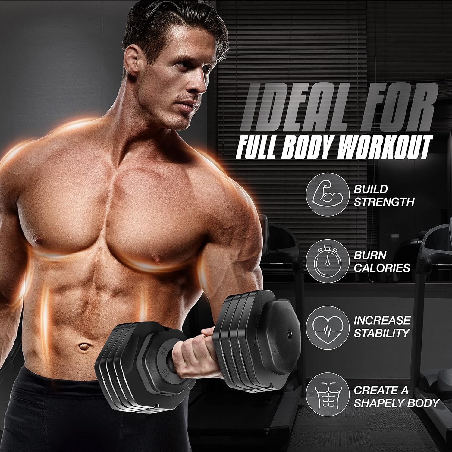 Yes4All 25/55LB Single/Pair Adjustable Dumbbells Weights, 5 in 1 Free Weights Dumbbell with One Second Dial Handle for Different Workout Levels