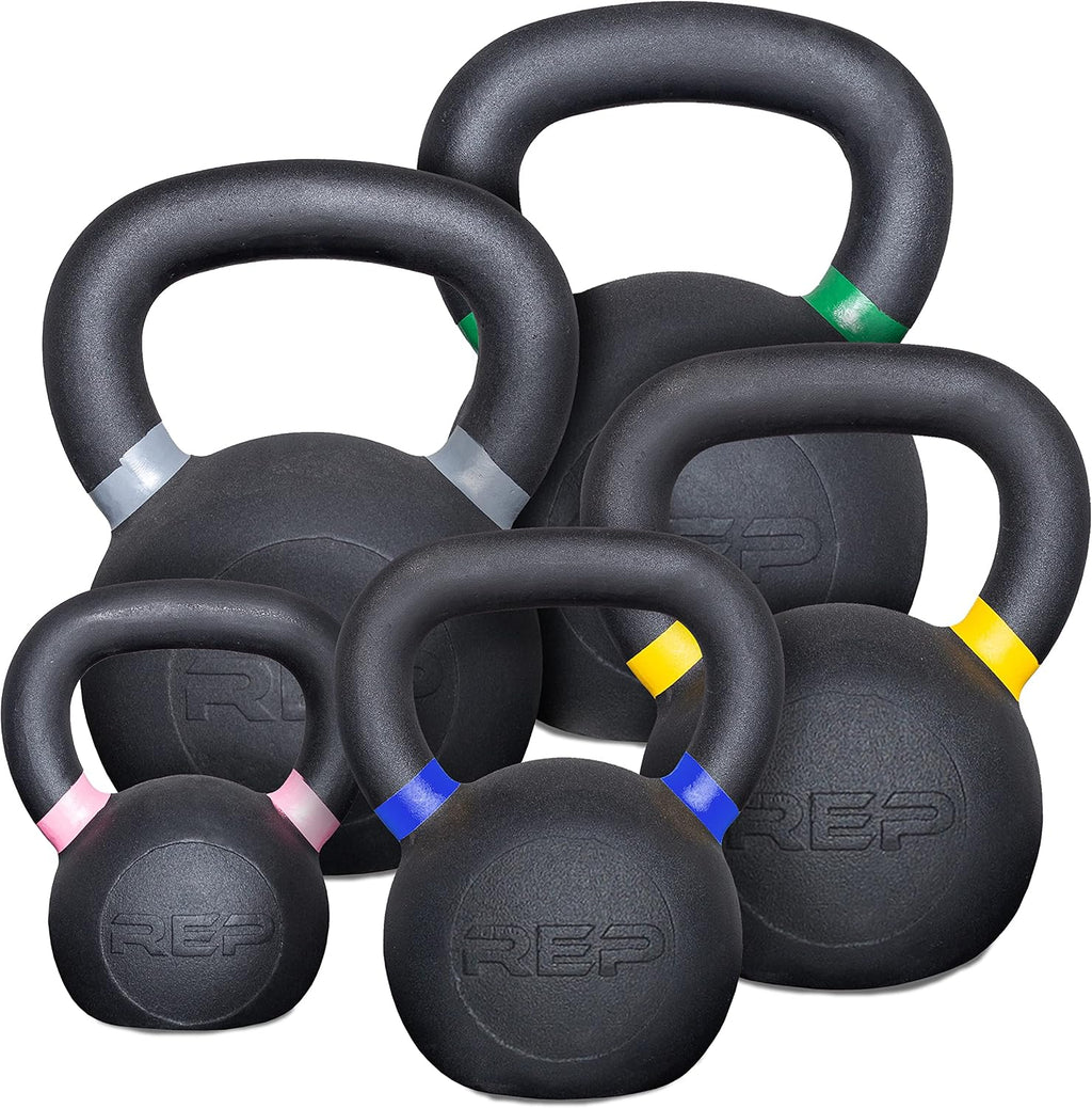 REP Fitness Kettlebell Set and Singles, 4kg to 24kg, 9lb to 53lb Weight Range, Cast Iron, Strength Exercise Training, Home Gym, Power Workout Equipment, Free Weights, Dumbbell Alternative
