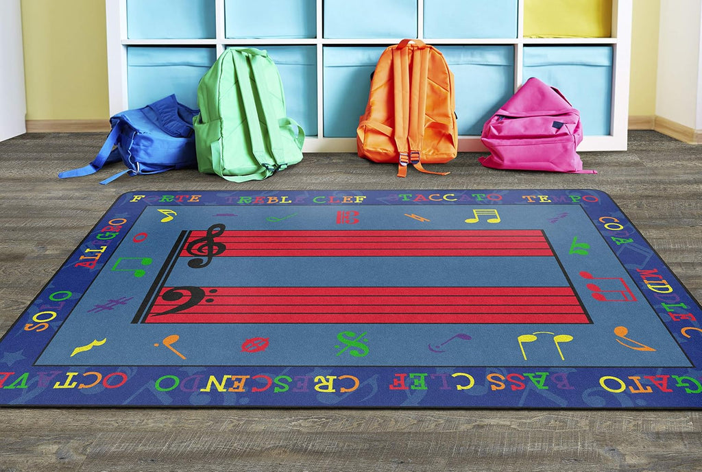 Flagship Carpets Fun with Music Colorful Musical Notes Classroom Educational Area Rug for Kids and Teachers, Durable Quality for Schools, Preschool, Daycare, Learning Centers, 5'10' x 8'4'