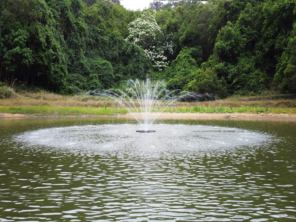 FS01 110V, 1 HP, Large Pond Floating Fountain with LED RGB Lights, Oil Free Pump 13000 GPH with 100' Cord, Two Spray Patterns Included