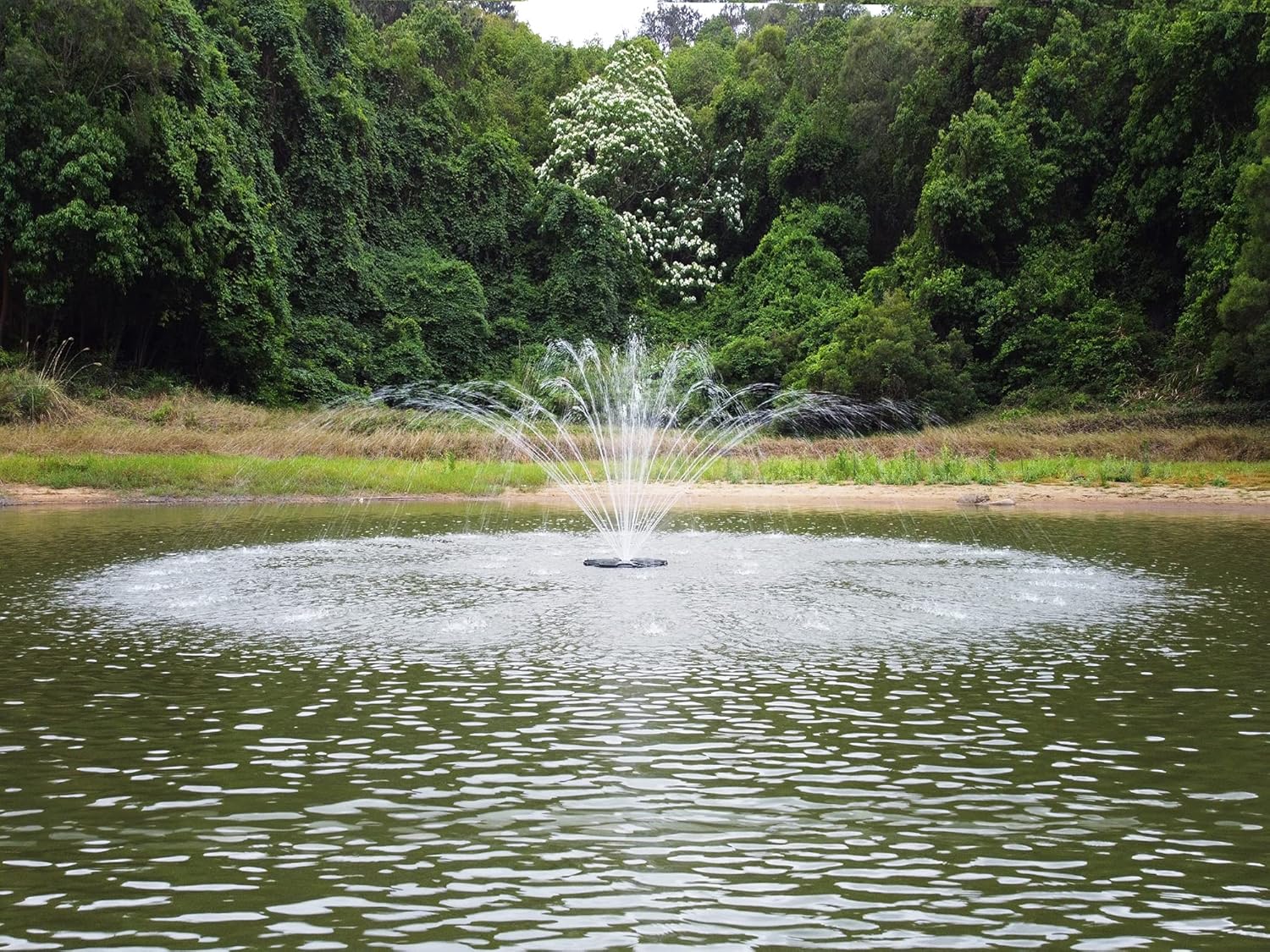 FS01 110V, 1 HP, Large Pond Floating Fountain with LED RGB Lights, Oil Free Pump 13000 GPH with 100' Cord, Two Spray Patterns Included
