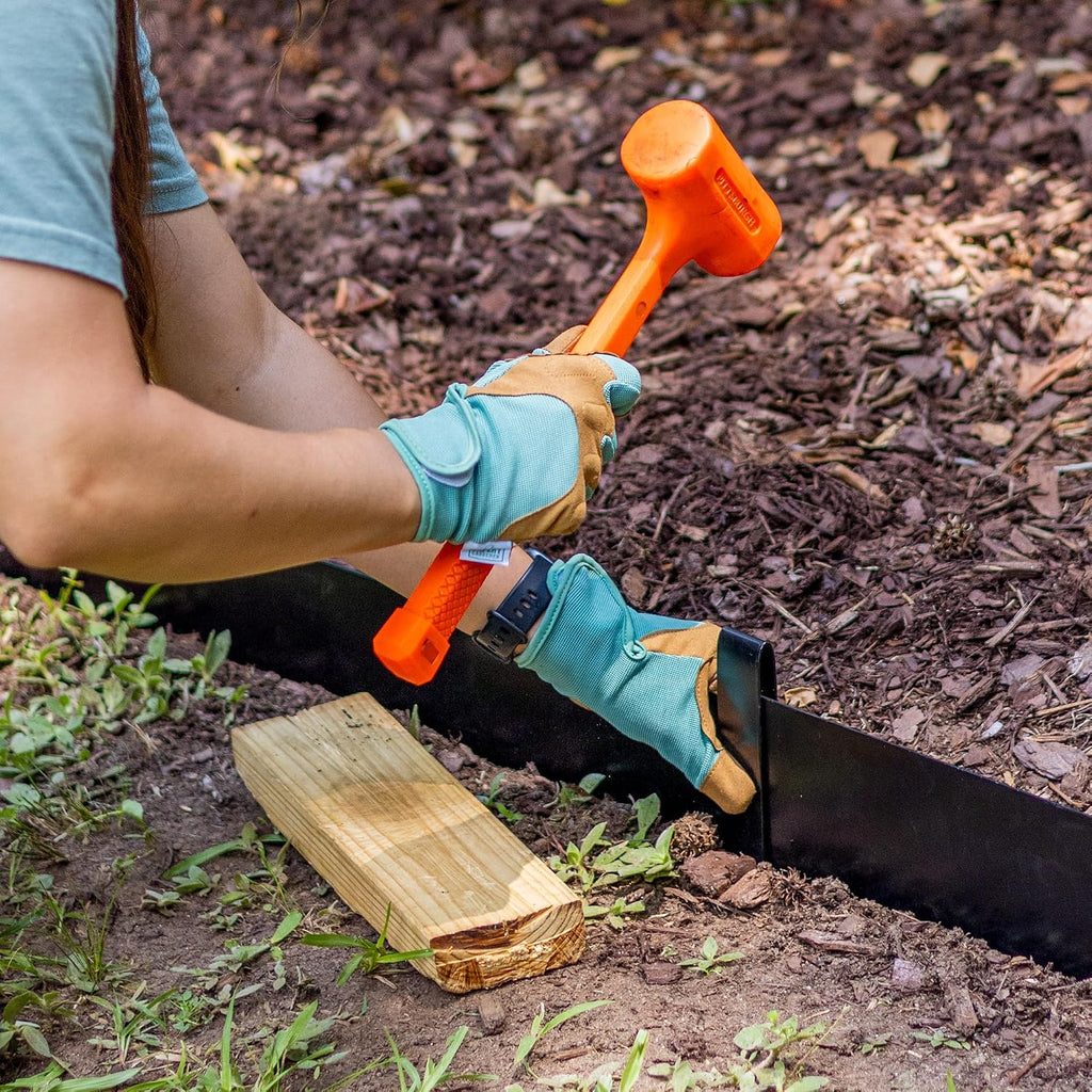 Tie Down 48 inch x 8 inch Metal Landscape Edging Kit, 4 Steel Plates & 4 Steel Connectors - 16 Total Linear feet, for Garden Edging Border, Flowerbeds & Paver Edge, Enhance Landscaping & Flower Beds