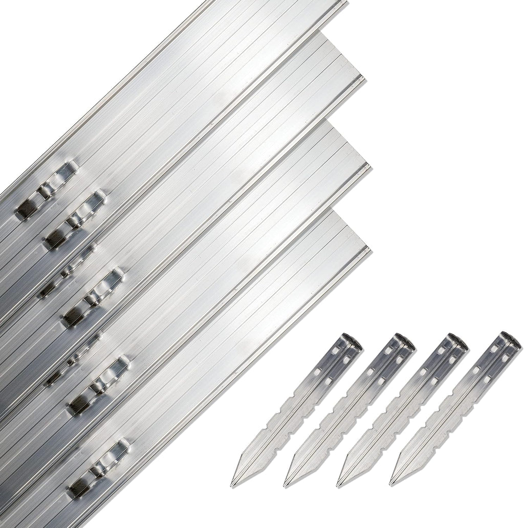 Dreamscape SlideEdge Aluminum Landscape Edging - 15 Strips, 7'10'ft Each (117.5ft Total), Mill Finish - Professional Quality Landscaping Border, Metal Divider for Lawn, Garden, Flowerbed