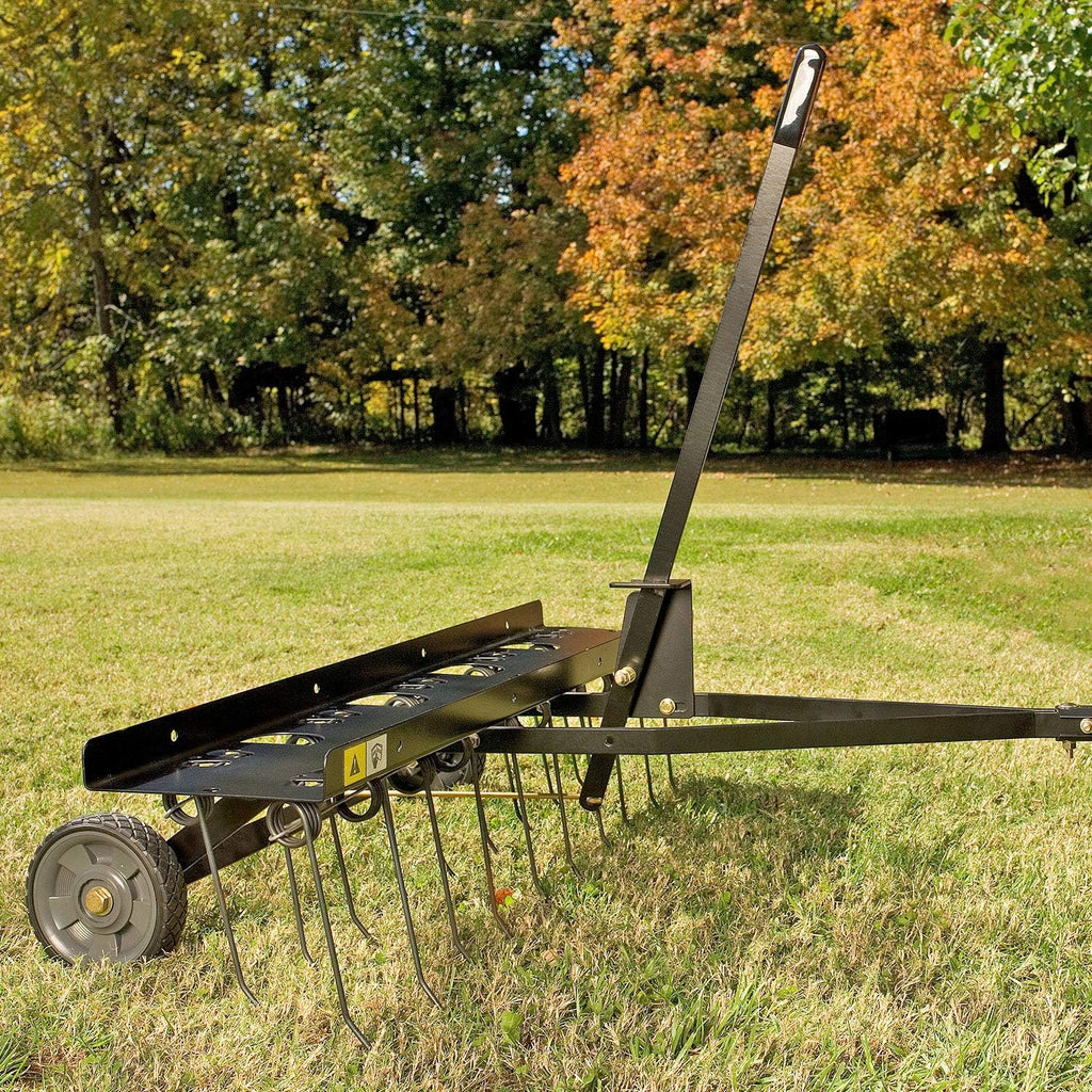 Brinly DT-402BH-A Tow Behind Dethatcher with Transport Mode, 40', Matte Black