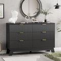 Xixini Fluted Dresser for Bedroom with 6 Drawers, 48' Wide Wooden Chest of Drawers with Metal Handle, Modern Dresser TV Stand, Wood Closet Clothes Storage Organizer for Living Room, Hallway, Black