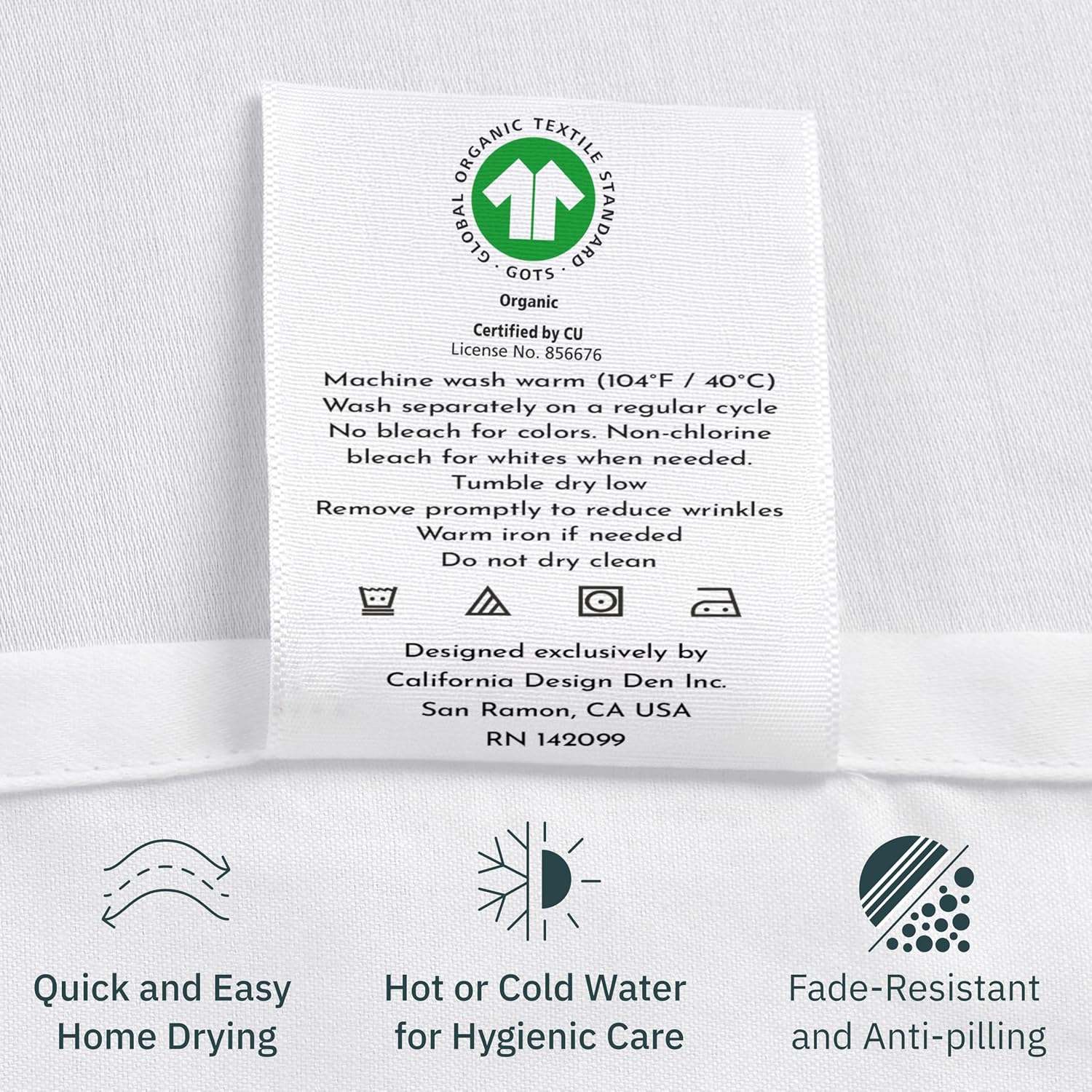 California Design Den Pack of 2 Percale Sheets King Size Set - 100% Organic Cotton, Deep Pocket King Sheets Sets, Crisp, Breathable and Lightweight Bedding - White