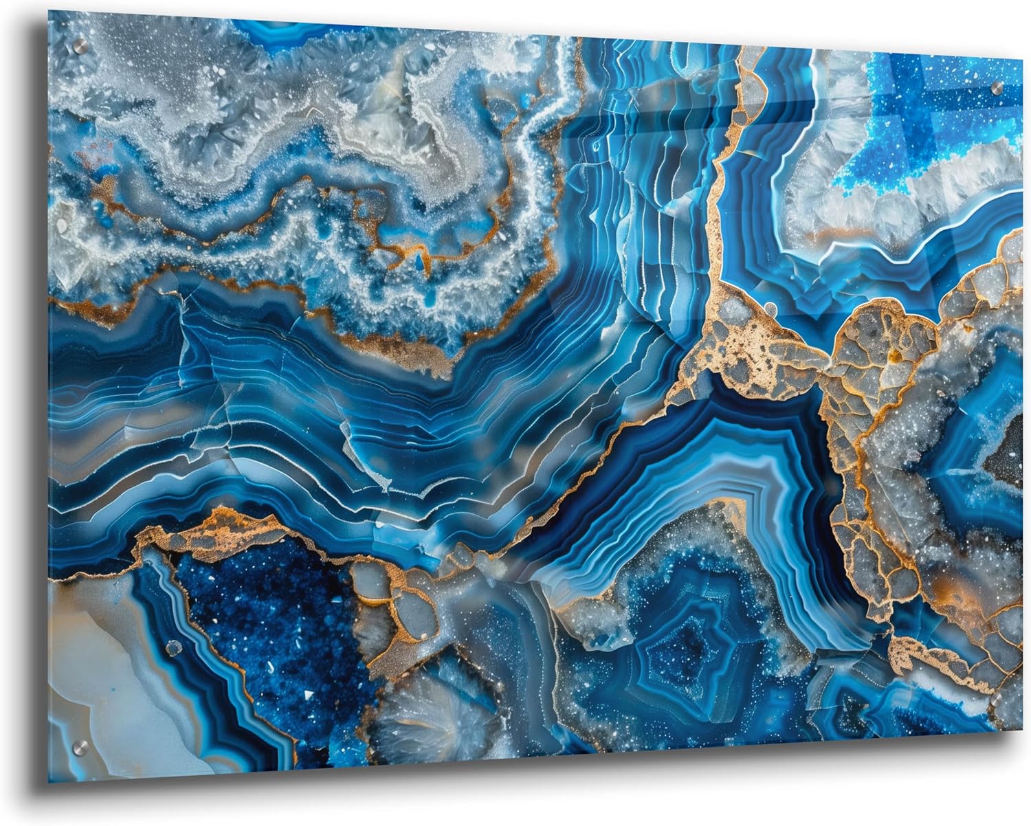 Epic Art 'Blue Crystals With Gold' by Svetlana Aleynikova Acrylic Glass Wall Art, 36' x 24'