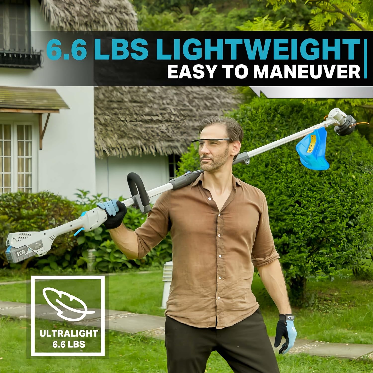 RB 17' 40V Cordless String Trimmer with 2Ah Battery & Charger | Bump feed .095' heavy duty line. 2-in-1 trimmer and edger. 2 speed with low vibration. 40V battery powered for lawn care.