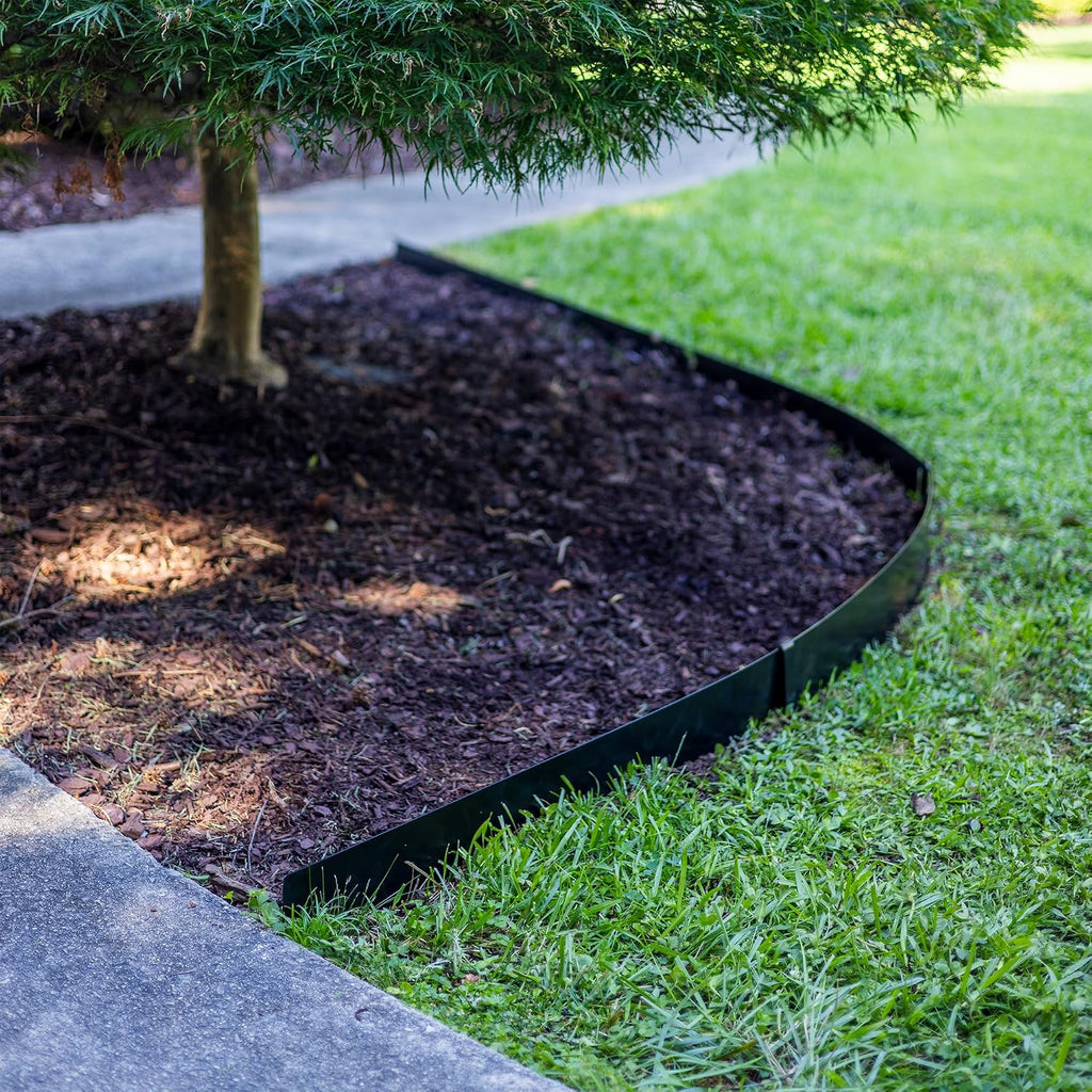 Tie Down 48 inch x 8 inch Metal Landscape Edging Kit, 4 Steel Plates & 4 Steel Connectors - 16 Total Linear feet, for Garden Edging Border, Flowerbeds & Paver Edge, Enhance Landscaping & Flower Beds