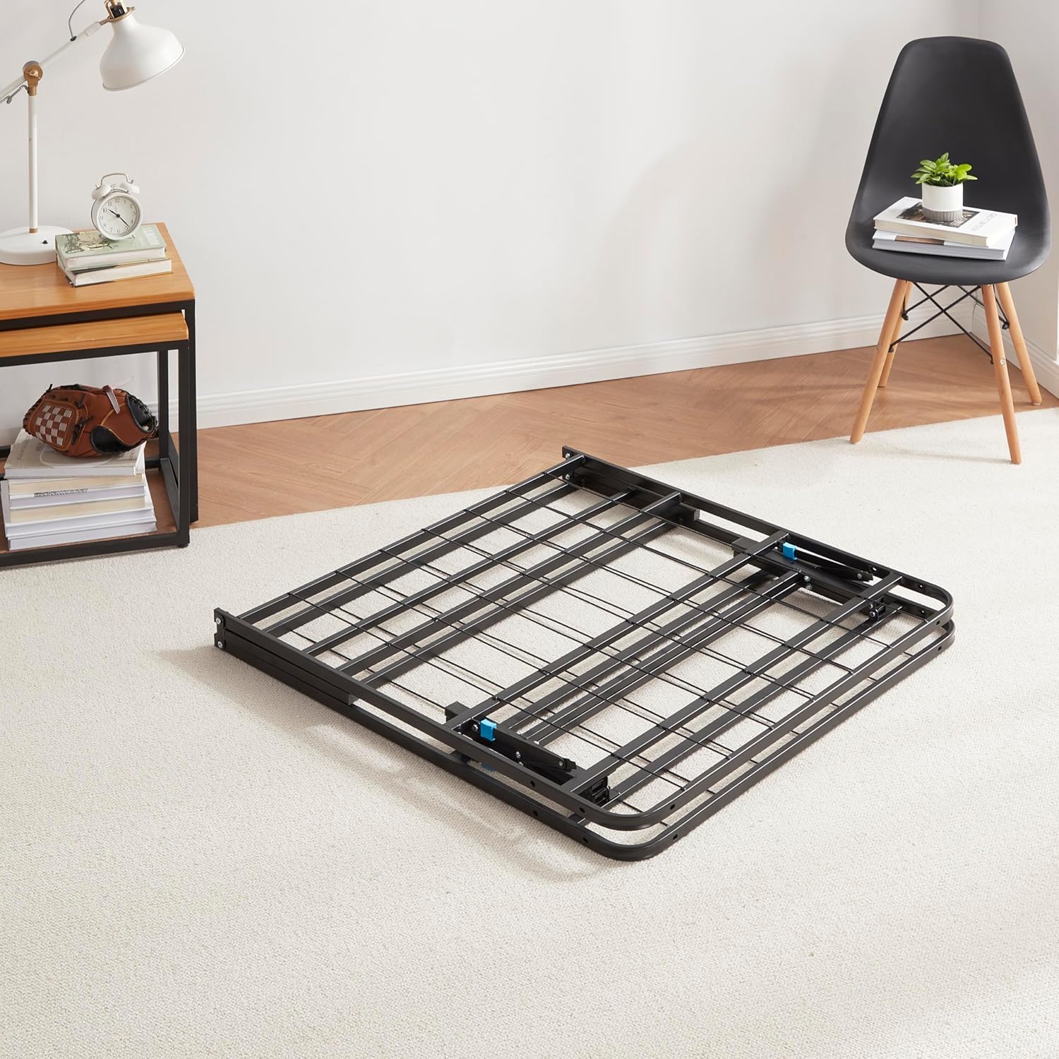 Nestl Foldable Twin XL Bed Frame, Platform Bed, Steel, Easy Tool Free Assembly, 14 Inches High, Twin XL, Black