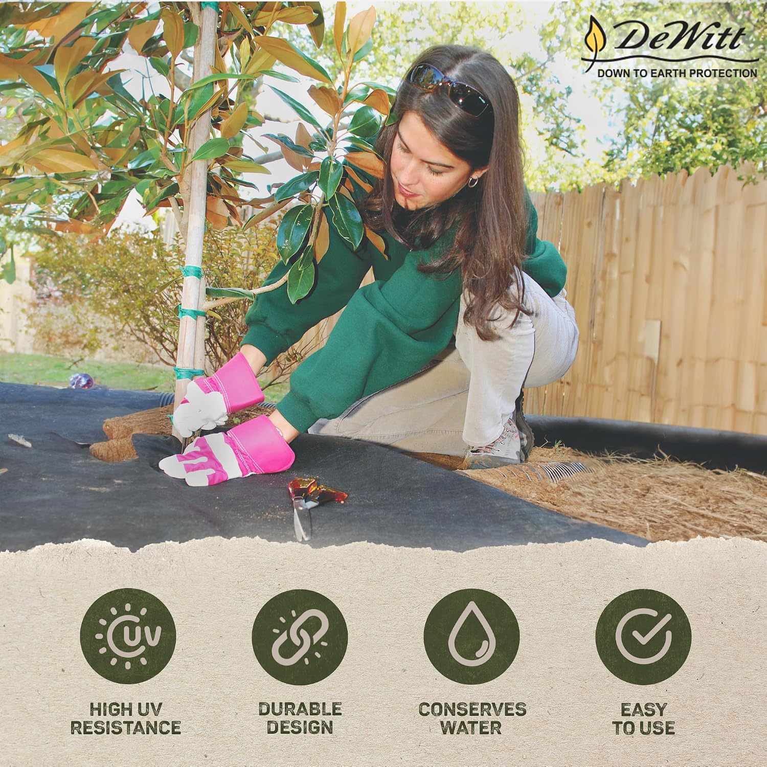 Dewitt 2-Pack Pro-5 Weed Barrier Fabric 5 oz, 6 x 250 Feet – Heavy-Duty Woven Landscape Ground Cover Mat for Raised Garden Bed, Greenhouse Gardening, Outdoor Landscaping, and Commercial Planting