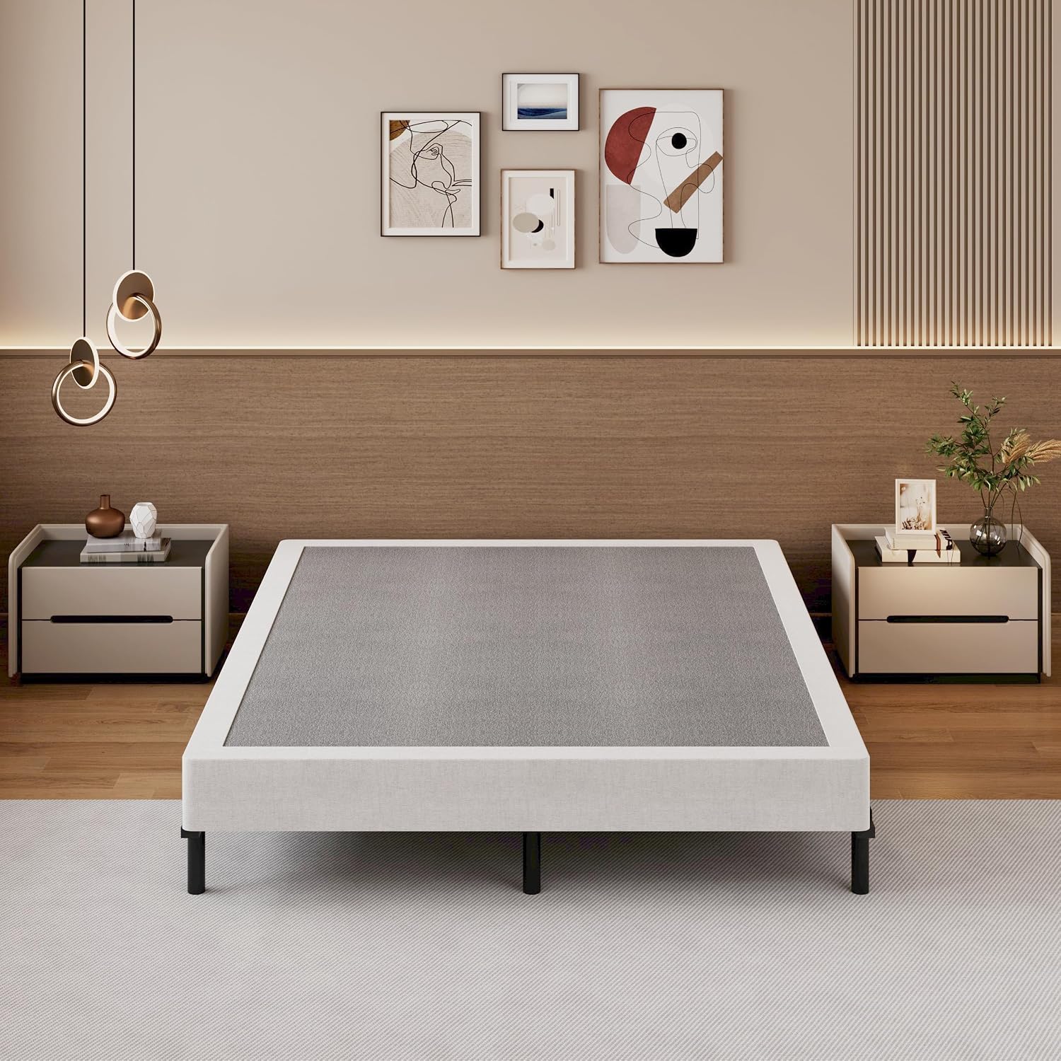 SHLAND Box Springs King 6 Inch High King Size Box Spring Strong Metal Frame Mattress Foundation with Fabric Cover, Box Spring King Size Bed, Easy Assembly
