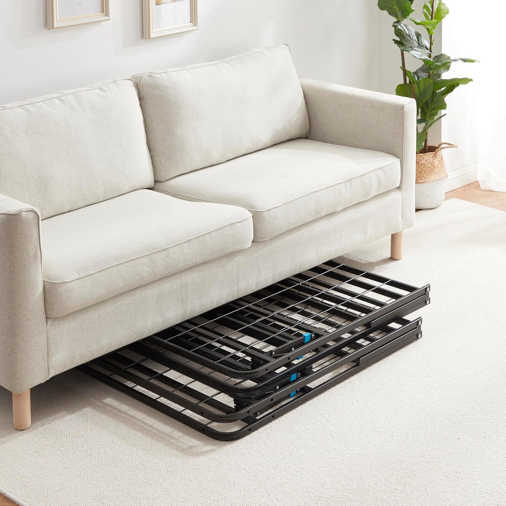 Nestl Foldable King Size Bed Frame, Platform Bed, Steel, Easy Tool Free Assembly, 14 Inches High, King, Black