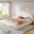 Homkdom Cloud Bed Frame and Headboard, Upholstered Soft King Size Bed Frame with Round Edges, Boucle Platform Bed for Apartments & Master Rooms & Guest Rooms, No Box Spring Needed,Beige