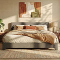 SHA CERLIN Dark Grey King Platform Upholstered Bed Frame with Adjustable Headboard, Wood Slats Support, No Box Spring Needed, Easy Assembly, Easy Clean Up