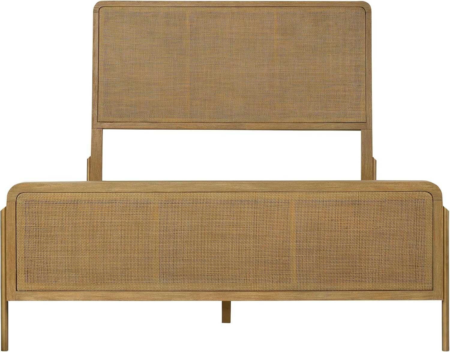 Coaster Home Furnishings - Arini - Wood - Rattan Queen Panel Bed with Woven Cane, Metal Tube Legs, and Tall Headboard - Bedroom - Sand Wash and Natural Cane - 224300Q