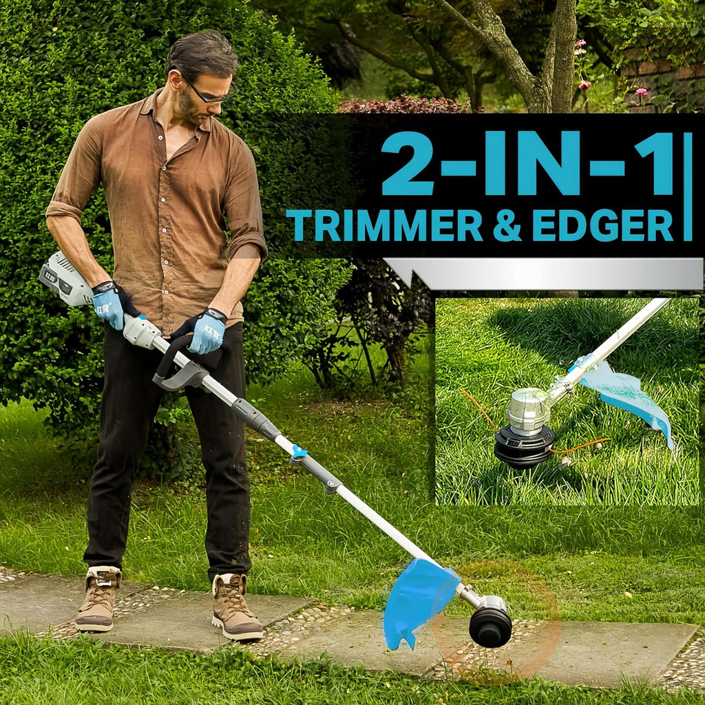 RB 17' 40V Cordless String Trimmer with 2Ah Battery & Charger | Bump feed .095' heavy duty line. 2-in-1 trimmer and edger. 2 speed with low vibration. 40V battery powered for lawn care.