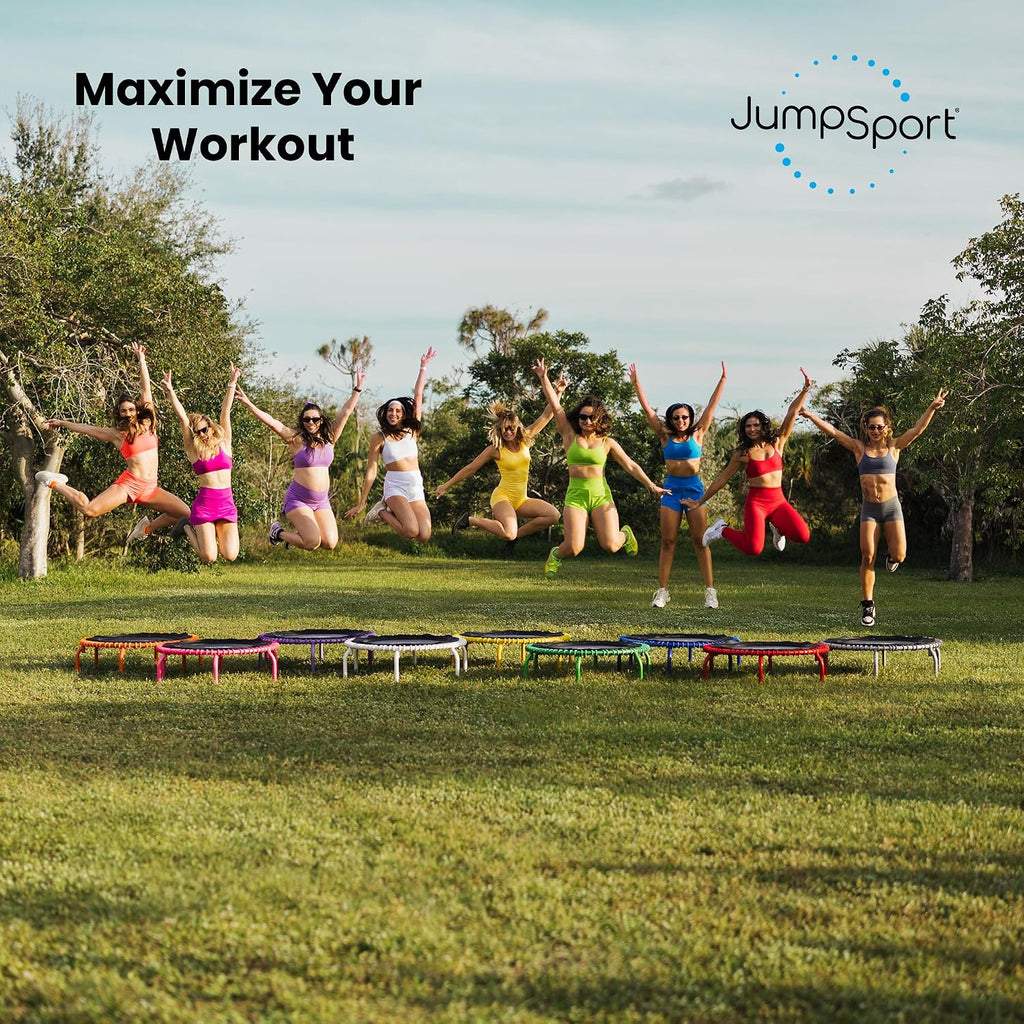JumpSport 350 PRO 39 Inch Fitness Trampoline Indoor Rebounder Cardio Workout Equipment 300 lb Capacity