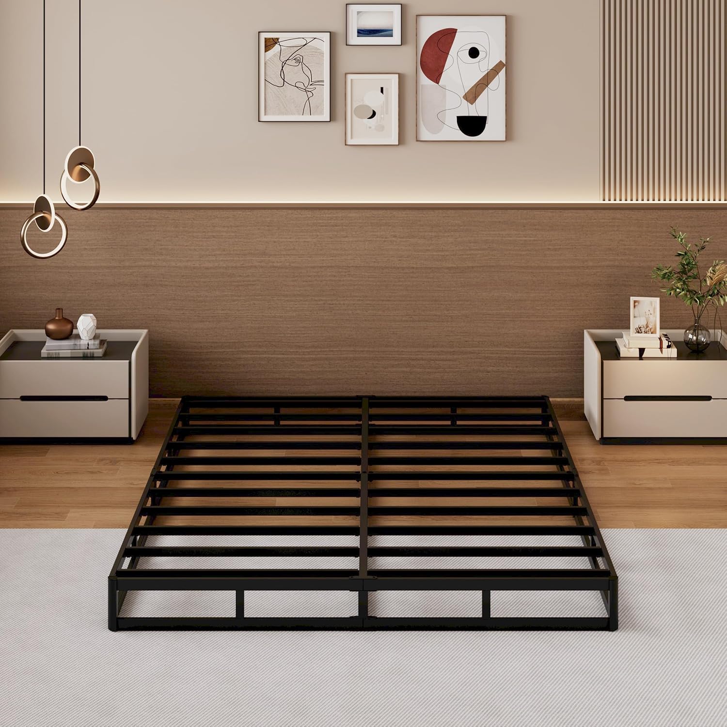 SHLAND Box Springs King 6 Inch High King Size Box Spring Strong Metal Frame Mattress Foundation with Fabric Cover, Box Spring King Size Bed, Easy Assembly