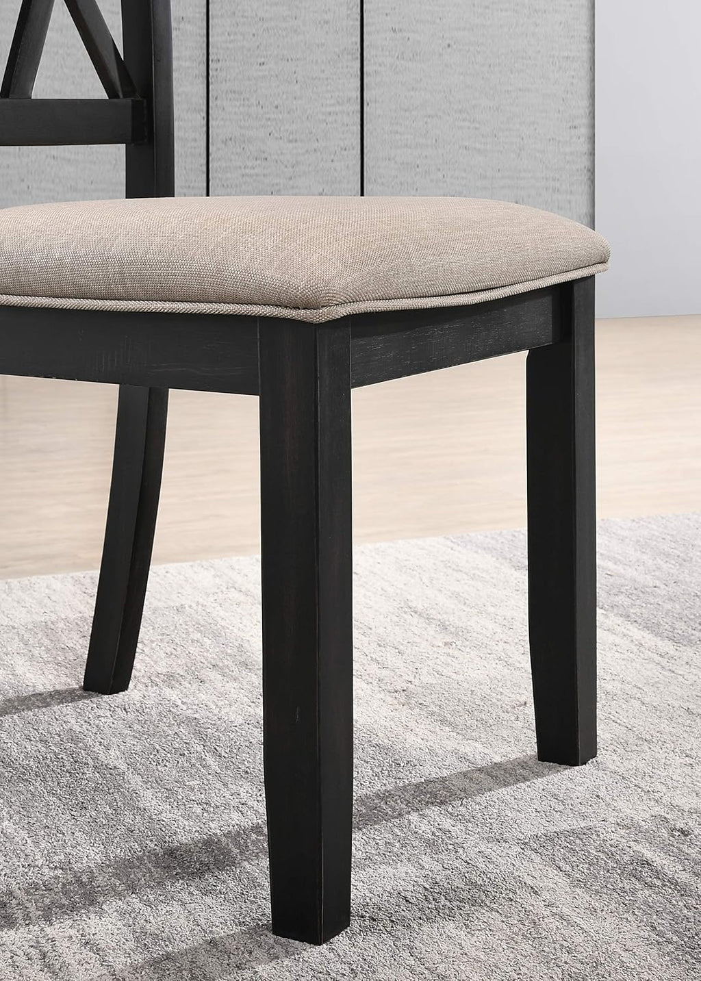 indvale Cross-Buck Wood 5-Piece Dining Set in Black