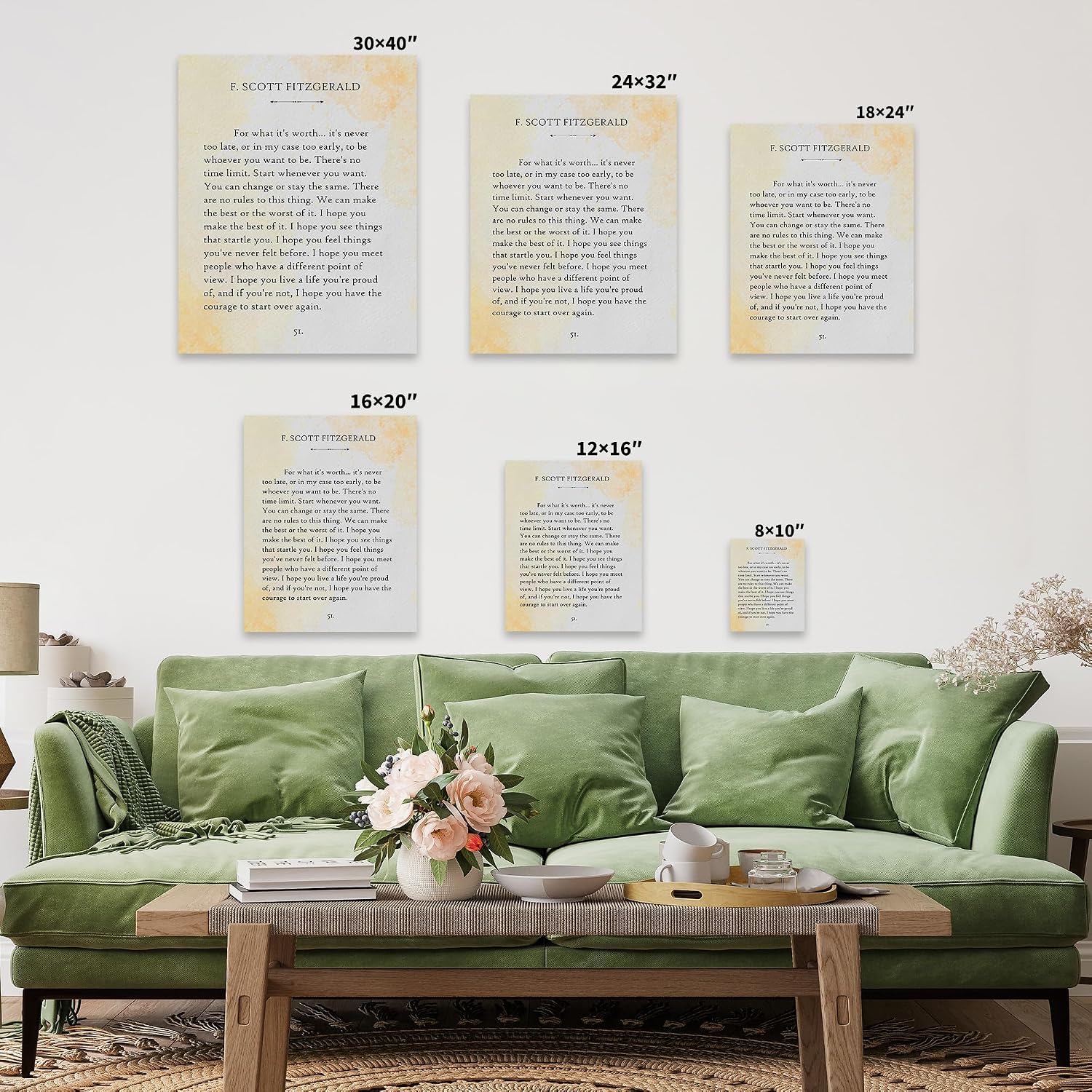 Poster Master For What Its Worth Canvas - F. Scott Fitzgerald Print - Book Page Art - Literary Art - Gift for Men & Women - Minimal Decor for Bedroom, Living Room, or Library - 16x20 Brown Framed