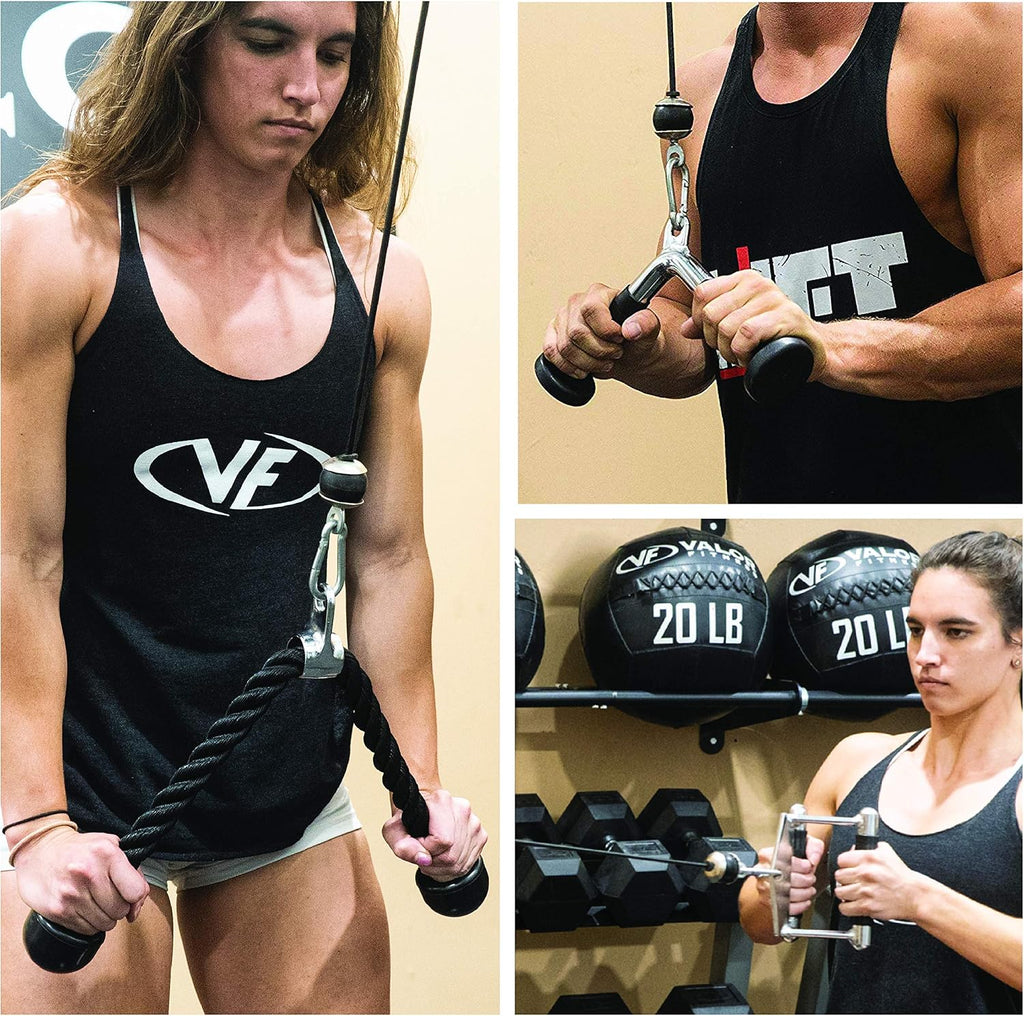 Valor Fitness Wall Mounted Cable Machine, Dual Adjustable Pulley System with 16 Height Positions, Space-Saving Home Gym Strength Training Equipment