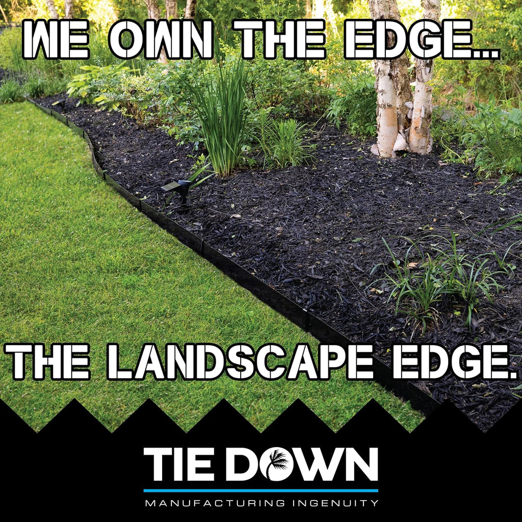 Tie Down 48 inch x 8 inch Metal Landscape Edging Kit, 4 Steel Plates & 4 Steel Connectors - 16 Total Linear feet, for Garden Edging Border, Flowerbeds & Paver Edge, Enhance Landscaping & Flower Beds