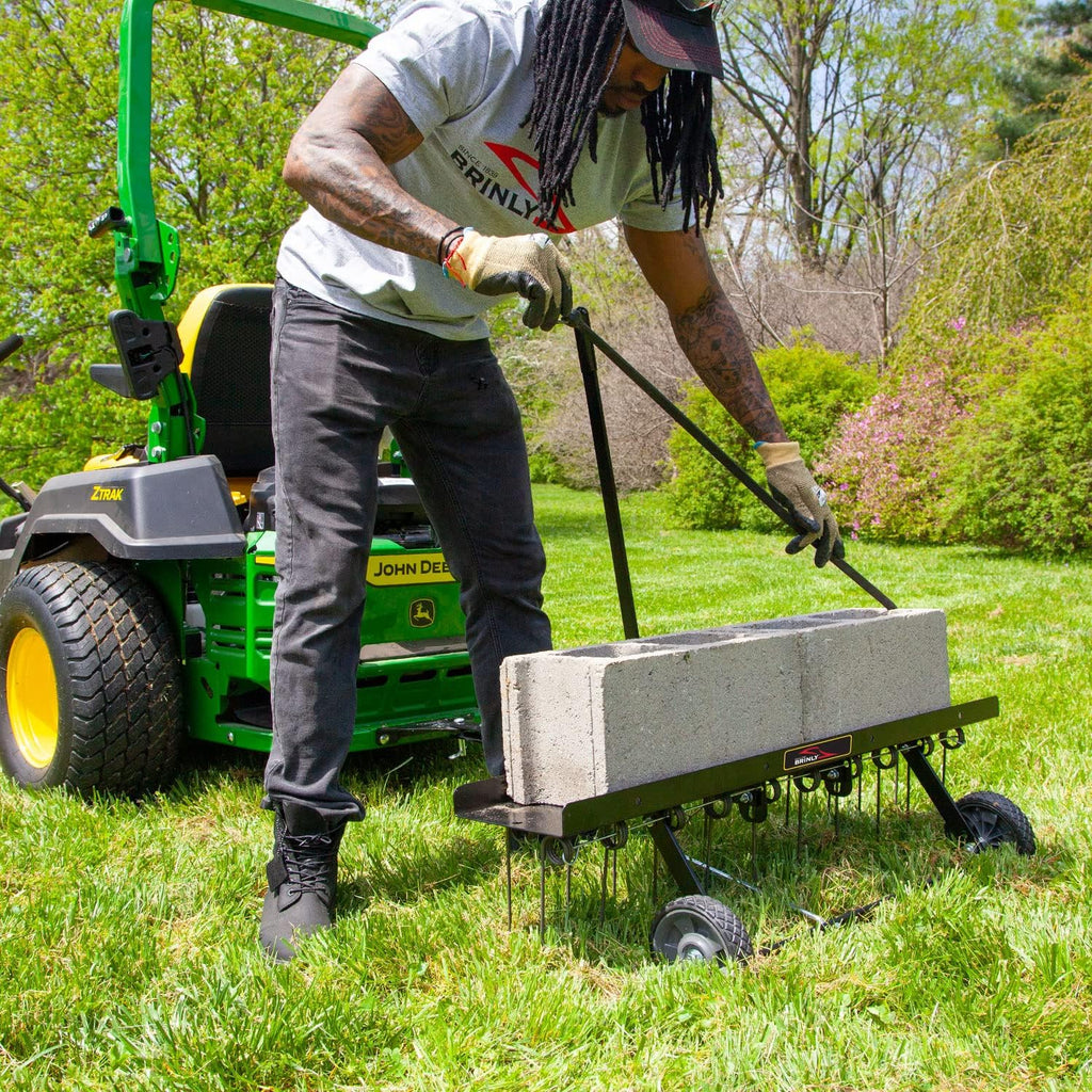 Brinly DT-402BH-A Tow Behind Dethatcher with Transport Mode, 40', Matte Black