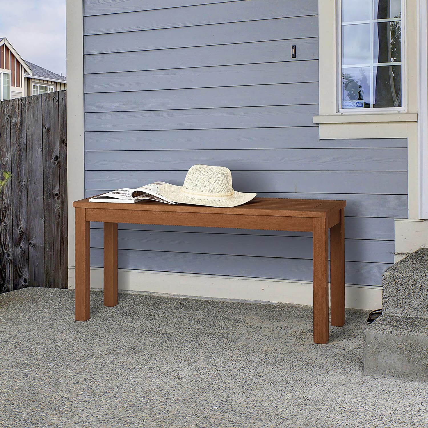Furinno Tioman Outdoor Hardwood Potting Bench and Backless Bench