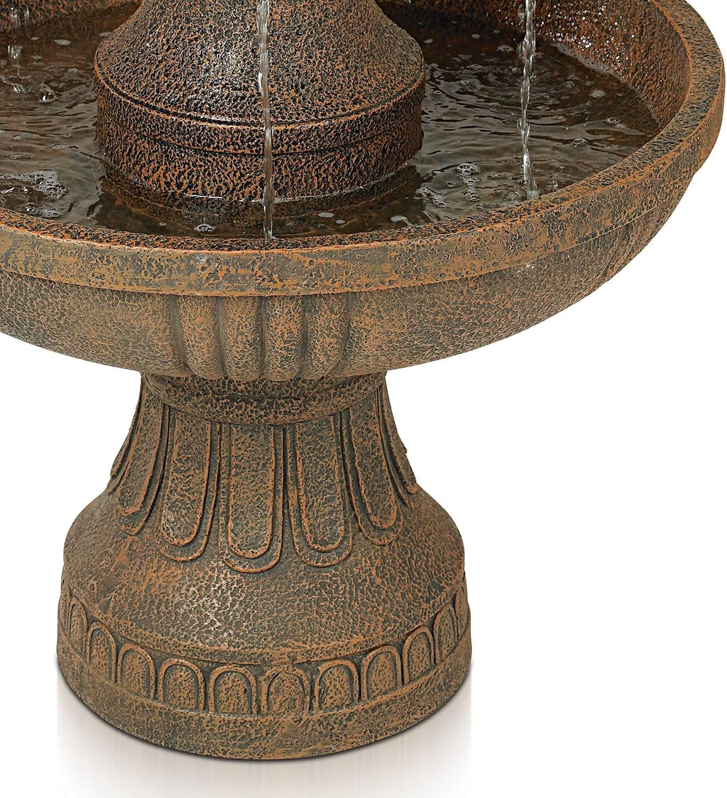 Ravenna 43' High Large Italian Indoor Outdoor Decor Faux Stone Floor Fountain Standing Waterfall 3-Tier Basin Tall Water Feature for Outside Garden Patio Yard Backyard Porch Deck - John Timberland