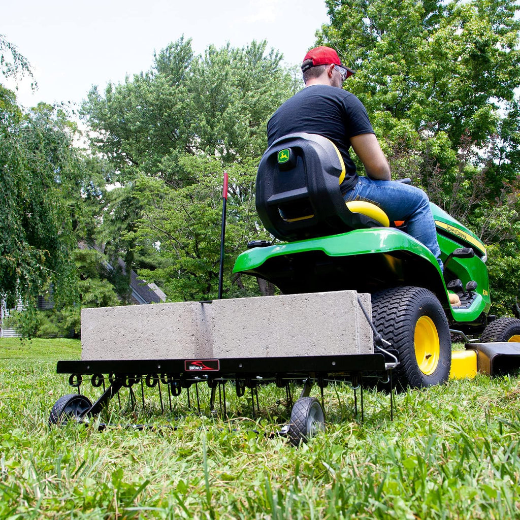 Brinly DT2-40BH2-P Premium Tow Behind Dethatcher with Pre-Assembled Tines, 40'