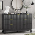 Xixini Fluted Dresser for Bedroom with 7 Drawers, 48' Wide Chest of Drawers with Metal Handle, Modern Wood Dresser TV Stand, Wooden Closet Clothes Storage Organizer for Living Room, Hallway, Black