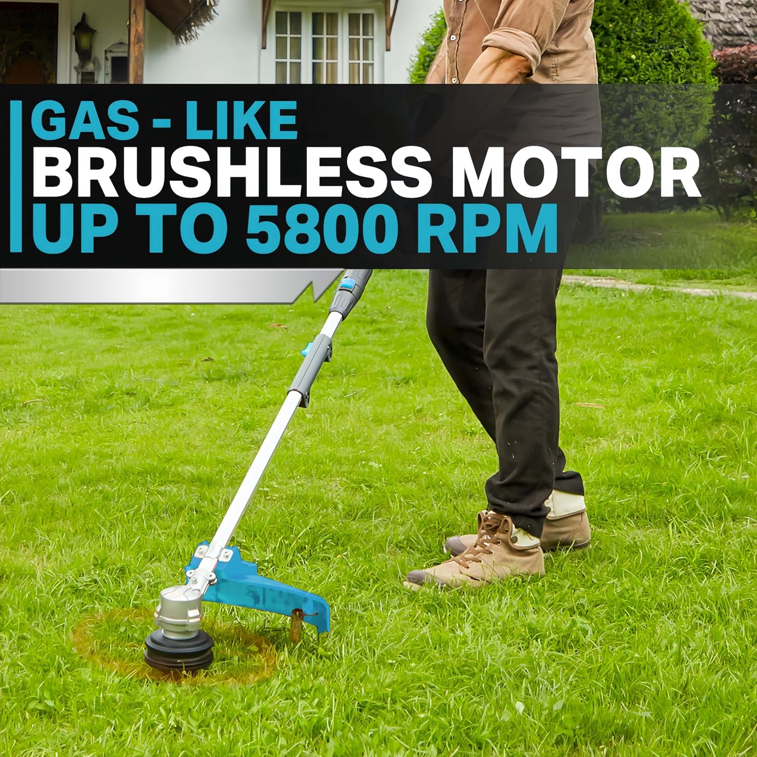RB 17' 40V Cordless String Trimmer with 2Ah Battery & Charger | Bump feed .095' heavy duty line. 2-in-1 trimmer and edger. 2 speed with low vibration. 40V battery powered for lawn care.
