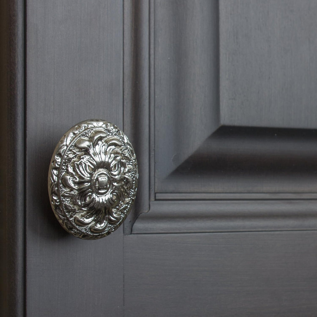 GlideRite Hardware 5710-SN-50 Old World Ornate Oval Cabinet Knobs, 50 Pack, 2', Satin Nickel