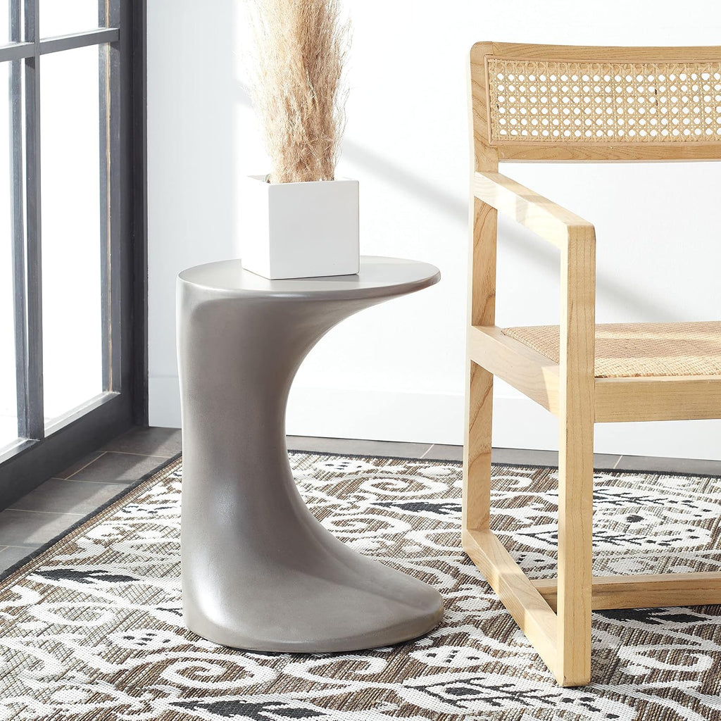 SAFAVIEH Outdoor Collection Kavita Modern Dark Grey Concrete Accent Table (Fully Assembled)