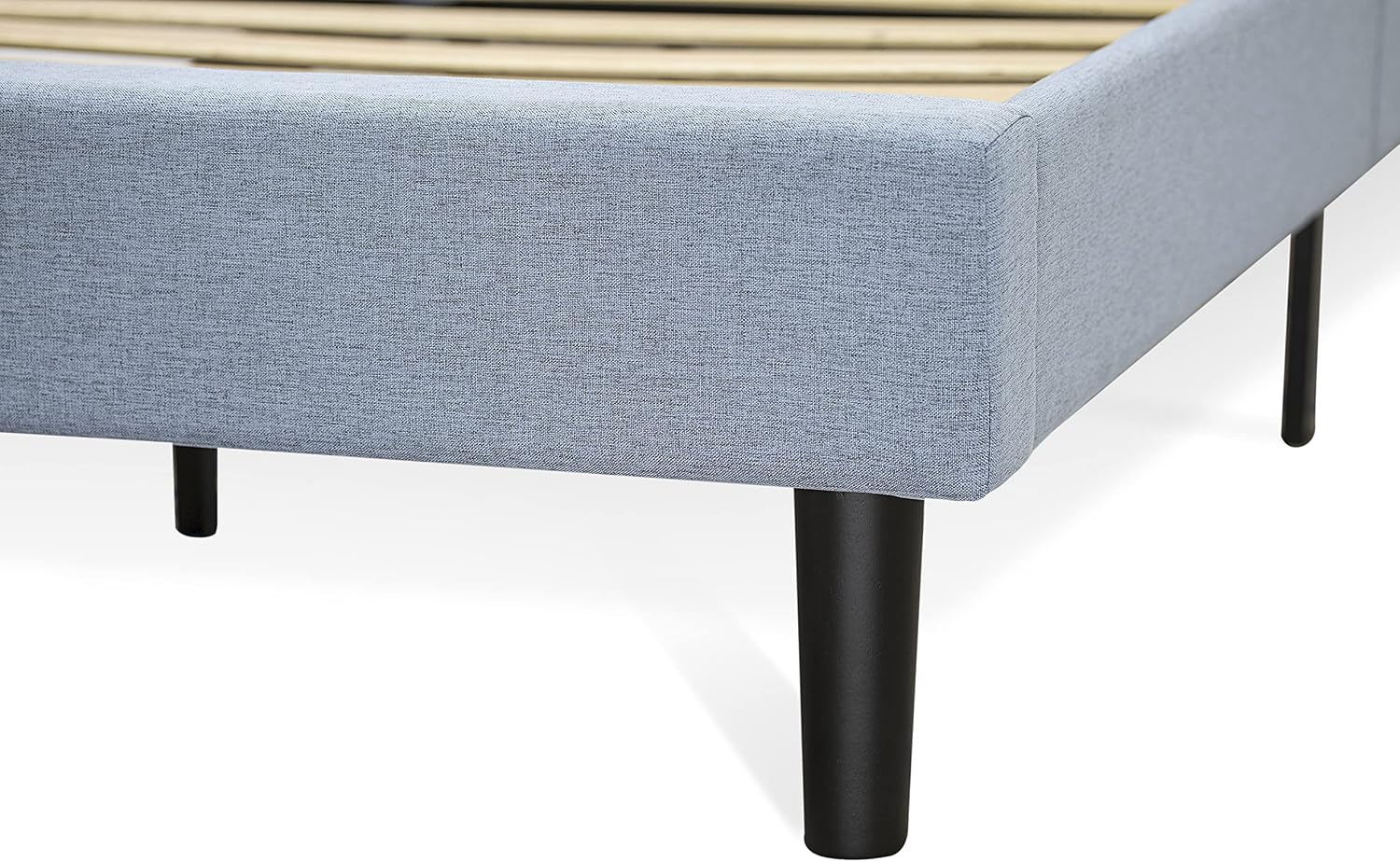 East West Furniture FN11F-1VL0C 2-Piece Platform Full Size Bedroom Set with 1 Mid Century Bed and a Bedroom Nightstand - Reliable and Durable Construction - Denim Blue Linen Fabric