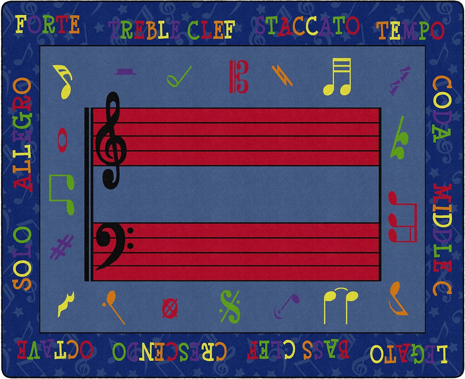 Flagship Carpets Fun with Music Colorful Musical Notes Classroom Educational Area Rug for Kids and Teachers, Durable Quality for Schools, Preschool, Daycare, Learning Centers, 10'6' x 13'2'