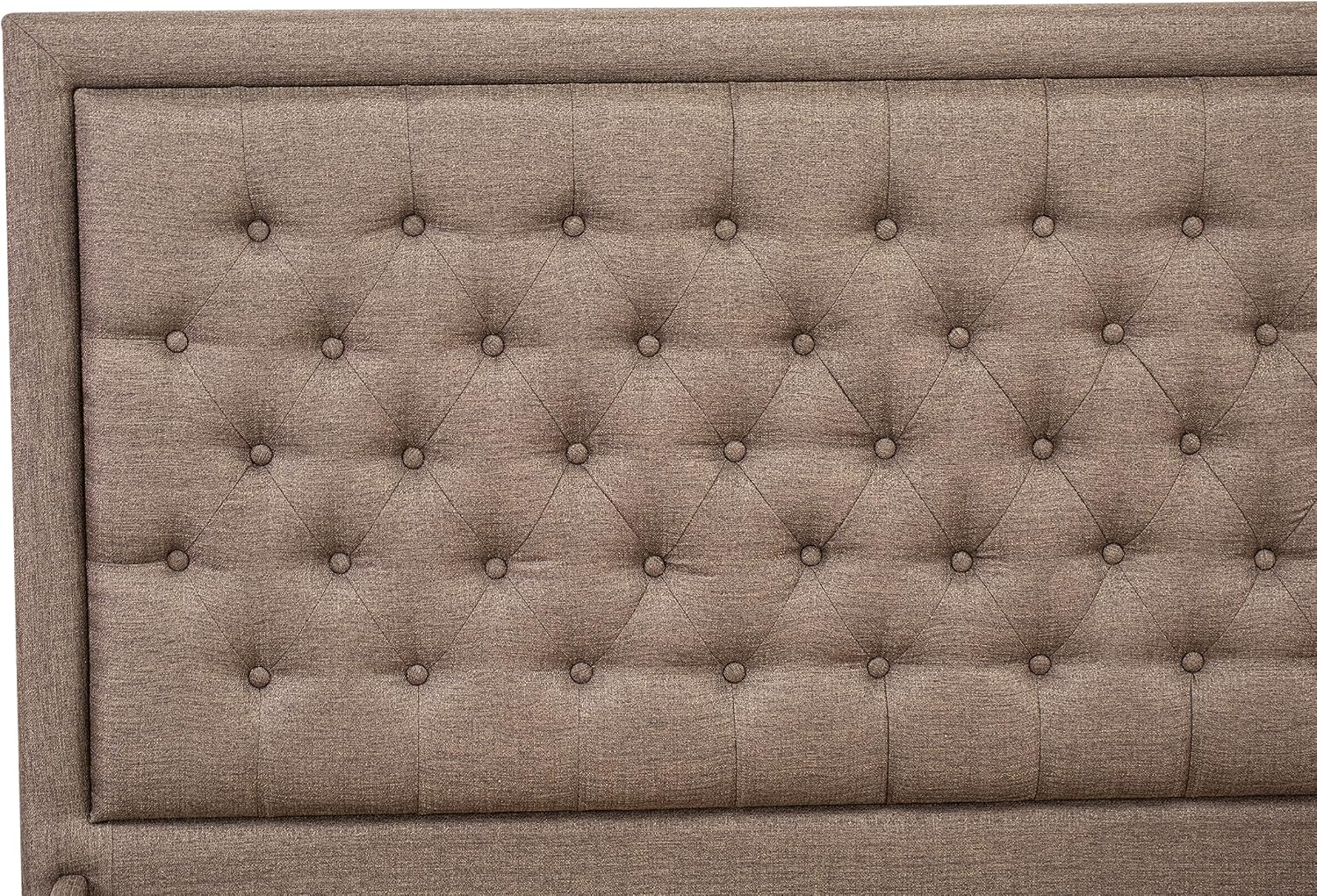East West Furniture KD18F-1BF08 2 Piece Full Bed Set - 1 Full Bed Frame Brown Linen Fabric Padded and Button Tufted Headboard with 1 Modern Nightstand - Antique Walnut Finish Nightstand