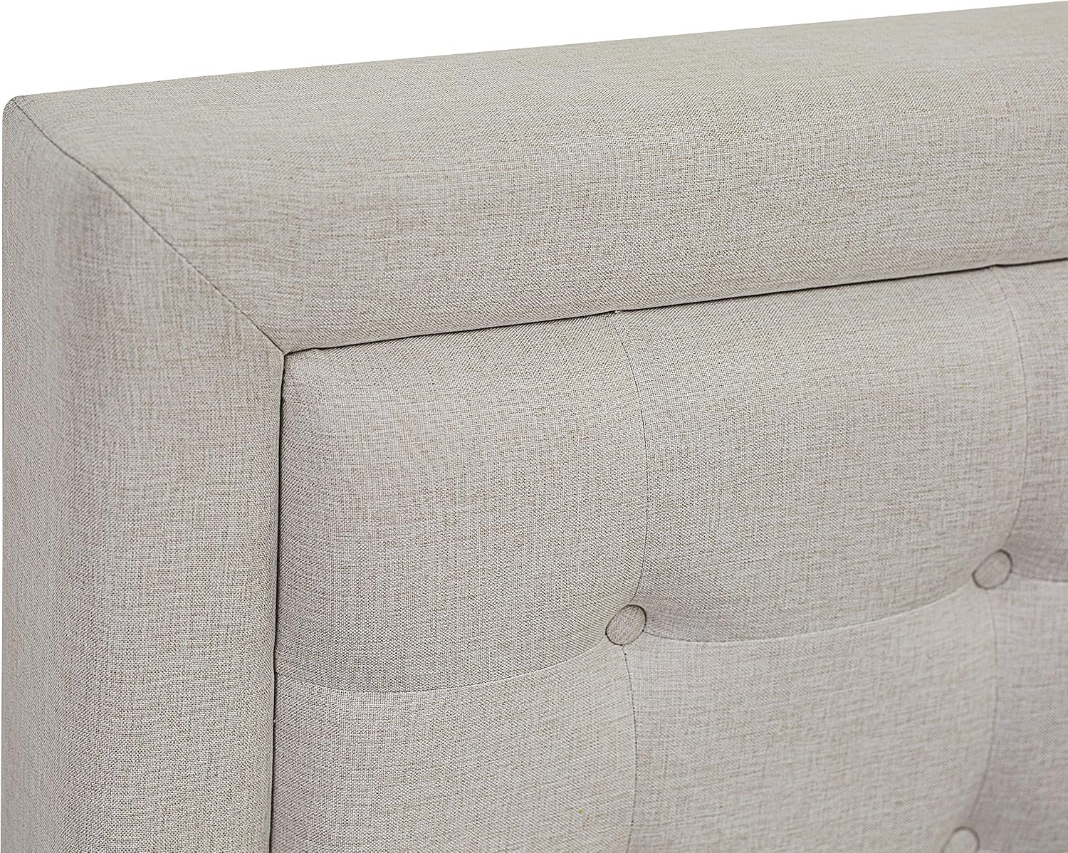 East West Furniture FN08K-1HAE0 2-Piece Fannin Bedroom Set with 1 King Size Bed and a Linen White Modern Nightstand - Reliable and Durable Construction - Mist Beige Linen Fabric Bed