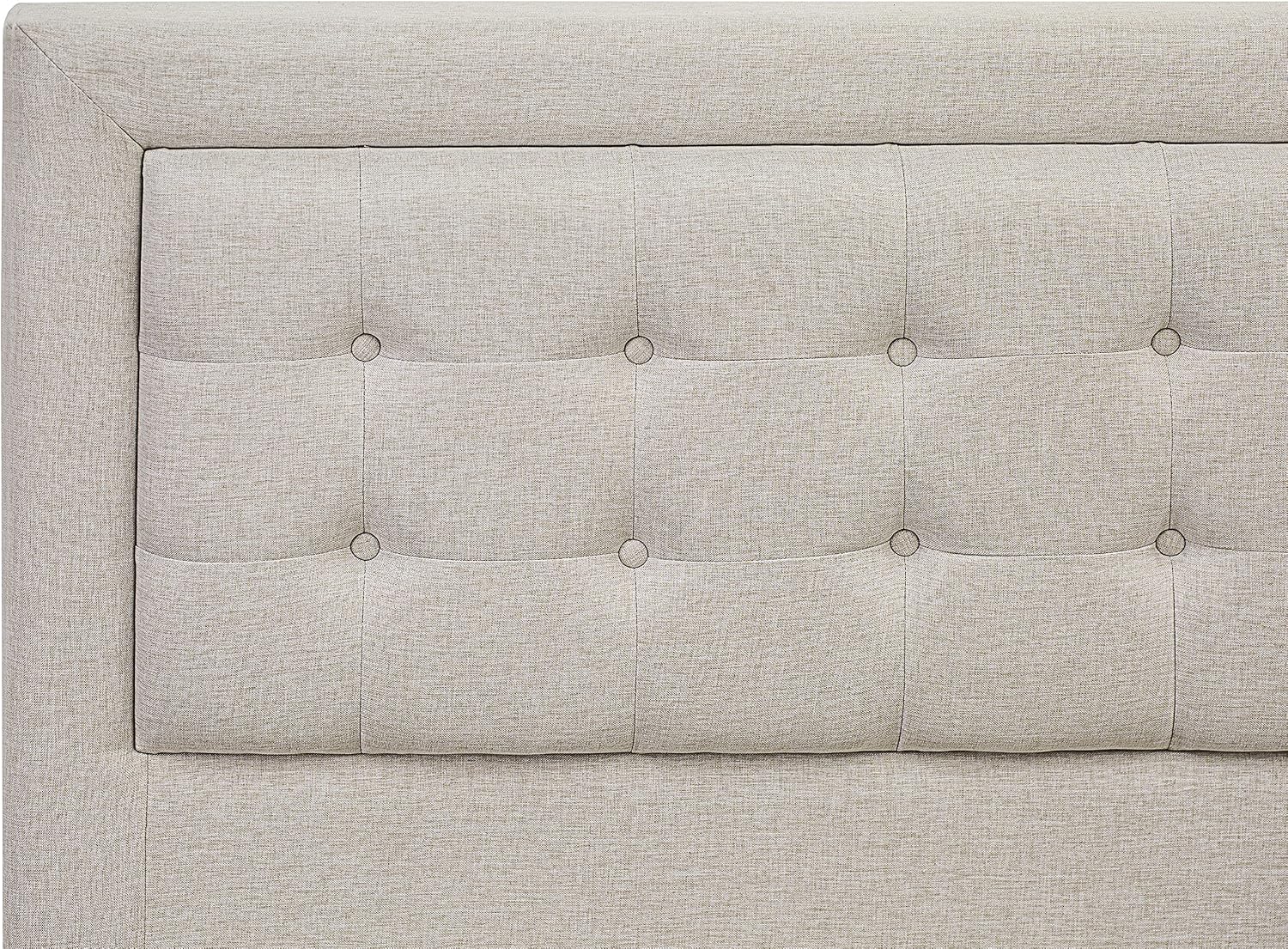 East West Furniture FN08K-2VL14 3-Piece Platform King Size Bedroom Set with 1 Mid Century Bed and 2 Night Stands - Reliable and Durable Manufacturing - Mist Beige Linen Fabric